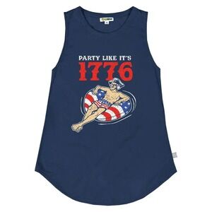 TIPSY ELVES PARTY LIKE IT'S 1776 TANK‎ TOP Women's Size Large  NAVY BLUE